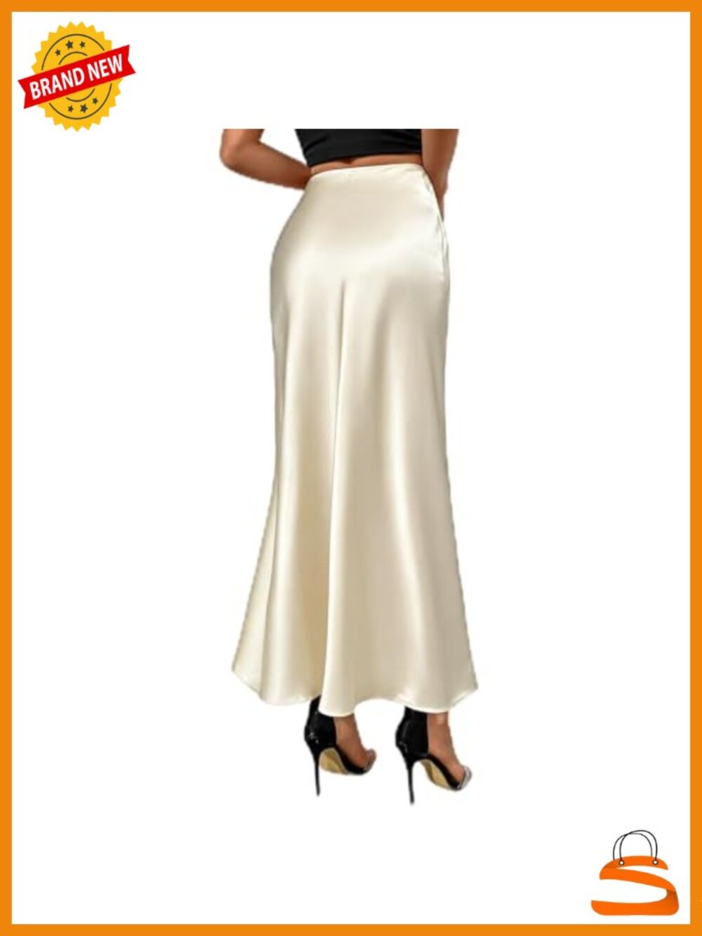 Satin High Waist A-Line Maxi Skirt with Hidden Zipper